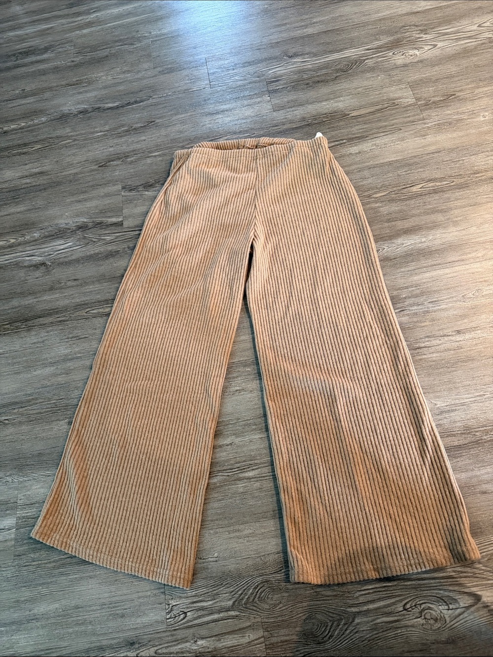 SHEIN Ribbed Knit Wide-Leg Pants in Brown